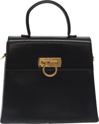 Ferragamo Gancini Black Leather Handbag (Pre-Owned)