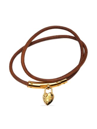 Hermès 1990-2015 Leather Viviride Heart Double Bracelet costume bracelet - Marrone