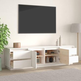 Berkfield Home TV Cabinet White 176x37x47.5 cm Solid Wood Pine