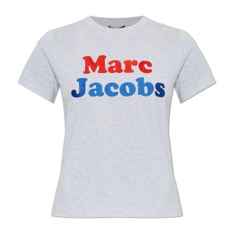 Marc Jacobs Tops, Dames, Grijs, M, Katoen, Logo T-shirt