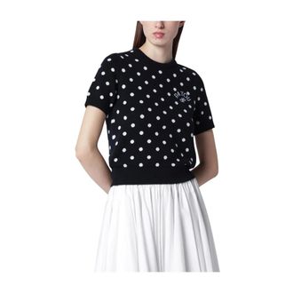 Patou T-Shirts, female, Black, Size: S Polkadot Knitted T-shirt