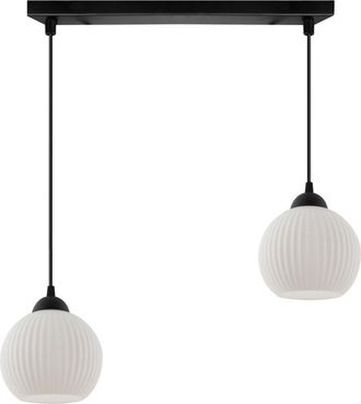 OEM L&aacute;mpara Colgante Riffle Negra 2 Pantallas Planas Blancas Bola E27