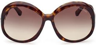 Tom Ford 62mm Gradient Oversize Round Sunglasses in Dark Havana/Brown Yellow at Nordstrom Rack