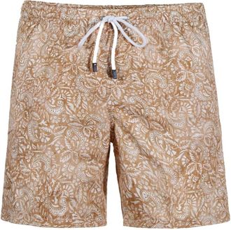 Barba Gestreepte Beige Elastische Taille Shorts - Heren - Strandmode - Beige - M - Polyester - Badmode