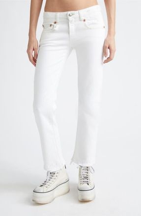 R13 Boy Distressed Straight Leg Ankle Jeans in Aerin White Stretch at Nordstrom, Size 25