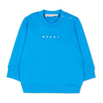 Marni Kids Sweatshirts, male, Blue, 9 M, Round Neck Sweatshirt