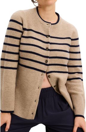 Hatch The Celine Contour Cardigan in Oat/navy at Nordstrom, Size 0