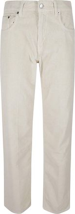 Haikure Straight-Leg Corduroy Pants With Leather Patch Detail