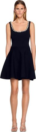 Sandro Short dress with rhinestone neck in Black at Nordstrom, Size 38 Eu