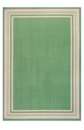 Jonathan Y Designs James Modern Border Stripe Indoor/Outdoor Area Rug in Green/cream at Nordstrom, Size 4Ft 0In X 6Ft 0In