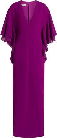 Alberta Ferretti ruffled V-neck maxi dress - women - Acetate/Elastane/Viscose - 38 - Purple