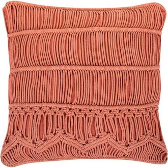 Beliani Coj&iacute;n Decorativo De Algod&oacute;n Naranja Macram&eacute; 45 X 45 Cm Cuerda Boho Retro Akkoy