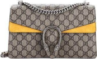 Gucci Dionysus Bag kleine leren schoudertas met GG gecoat canvas - Bruin
