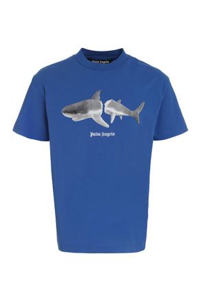Palm Angels Blue Crewneck Printed T-Shirt