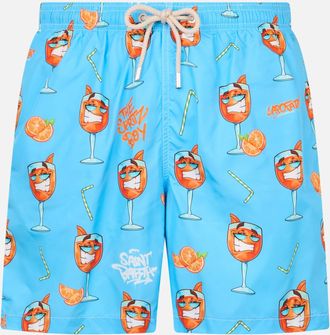 MC2 Saint Barth Man Lightweight Fabric Swim-shorts Lighting With Cryptopuppets Print Cryptopuppets Special Edition