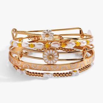 Alex and Ani Daisy Bangle Bracelet Set of 5 in Gold at Nordstrom