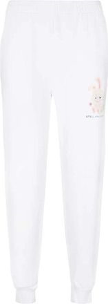 Stella McCartney Katoenen Track-Pants met Front Logo Print - Dames - Sweatpants - Wit - S - Katoen - Broeken
