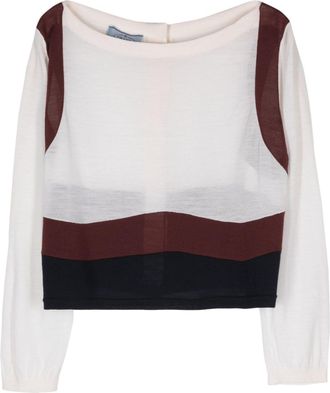 Prada 1990s colour-block crop top - women - Silk - S - White