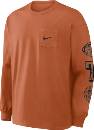 Nike Texas Academic Max90 Pocket Nike Mens College Long-Sleeve T-Shirt in Orange | 04TA81FTXE-U1K