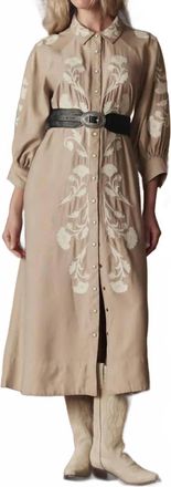 The Great. Western Embroidered Herd Dress In Sandstone