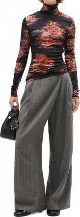 Ganni Floral Printed Jersey Turtleneck In Black