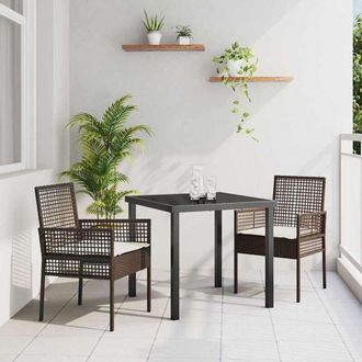 vidaXL Silla De Jard&iacute;n 2 Pcs Marr&oacute;n 53 X 60 X 85cm Rat&aacute;n Sint&eacute;tico Vidaxl