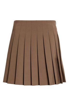 Maison Margiela Pleated Miniskirt in Brown at Nordstrom, Size 10 Us