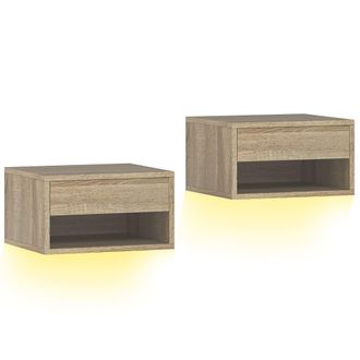 HOMCOM Mesitas de noche 37x32x21 cm madera natural
