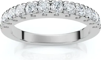 Pompeii3 1/2Ct Pave Diamond Wedding Anniversary Stackable Ring Gold Lab Grown