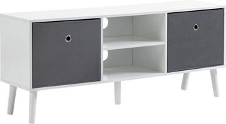 HOMCOM Homcom - Mueble de tv para Televisores hasta 50 Pulgadas Mesa para tv de Salón Moderna con 2 Cajones de Tela 2 Estantes Abiertos Gestión Cables