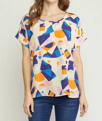 Entro Abstract Printed Blouse In Navy