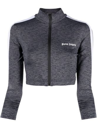 Palm Angels logo-print zip-front track top - women - Polyamide/Polyester/Spandex/Elastane - S - Grey