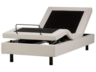 Beliani Cama individual de tejido beige 90x200