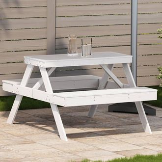 vidaXL Vidaxl - Mesa De P&iacute;cnic Madera Maciza De Pino Blanco 105x134x75 Cm