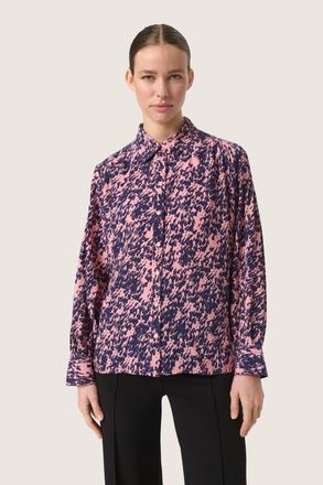 Soaked In Luxury SLSylvia Printed Long Sleeve Shirt in Blush Drop Print at Nordstrom, Size X-Small