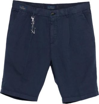 Paul & Shark Linnen en Katoen Bermuda met Plooien - Heren - Korte Broeken - Blauw - L - Katoen - Korte Broeken