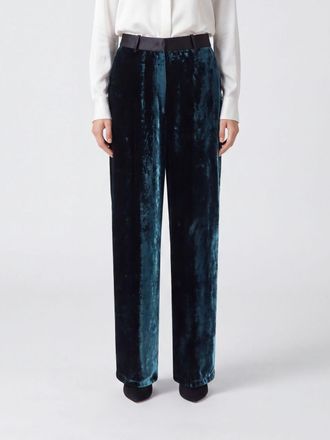 Forte_Forte High-Waisted Straight Leg Black Velvet Trousers