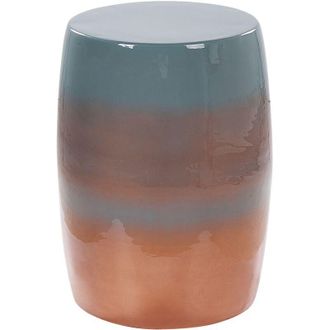 Beliani Beliani - Modern Accent Side Table Iron Round Top Drum Shape Golden Brown and Blue &oslash; 28 cm Fraguita