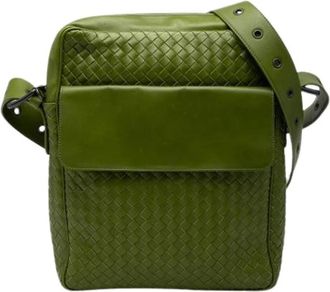 Bottega Veneta Pre-owned Geweven Nappa Crossbody Tas - Dames - Vintage Schoudertas - Groen - ONE Size - Leer - Vintage