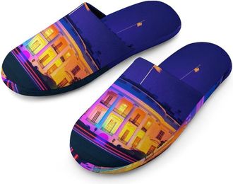 Generic Colorful White House Washington Mens Cotton Slippers Memory Foam Comfort House Shoes Winter Indoor Slipper for Hotel Casa Spa