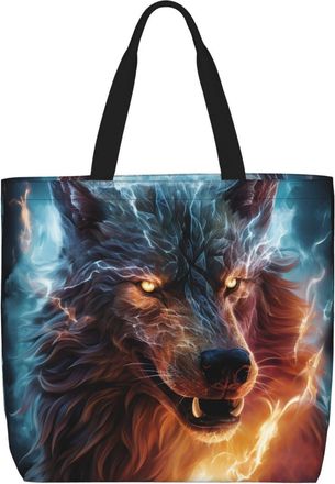 Generic Light Wolf Shoulder Bag Portable Shopping Bag Eco Friendly Grocery Bags For College Picnic Beach