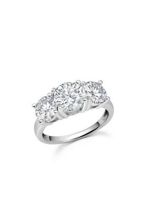 Crislu Classic Three Stone Cubic Zirconia Ring in Pure Platinum/Clear Stone at Nordstrom, Size 10