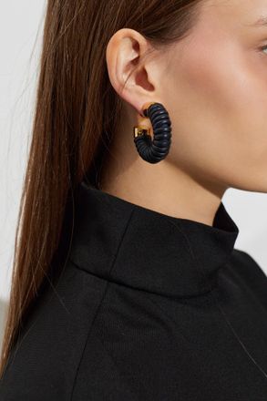 Alaia Round Earrings, Womens, Navy Blue