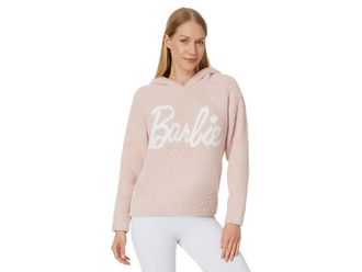 Barefoot Dreams CozyChic(r) Barbie Hoodie Womens Sweater Dusty Rose/White : MD (US 10-12), Polyester