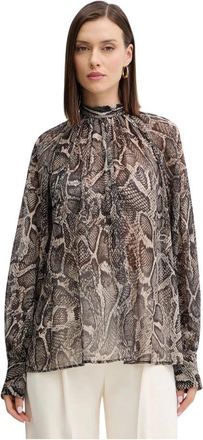 Guess Audrine Strik blouse - Dames - Blouses - Zwart - S - Polyester - Overhemden