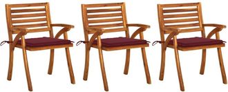 vidaXL Sillas De Comedor Jard&iacute;n Con Cojines 3 Uds Madera Maciza Acacia Vidaxl