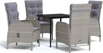 vidaXL Juego De Comedor Para Jard&iacute;n 5 Piezas Con Cojines Gris Y Negro Vidaxl