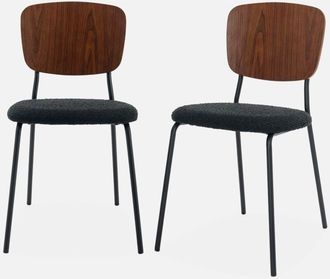 Sweeek Sweeek - Sillas Loop Texturizada, Set De 2, Emy, Negro, 47x51x81 Cm