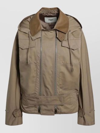 Fendi hooded jacket long sleeves buttoned collar