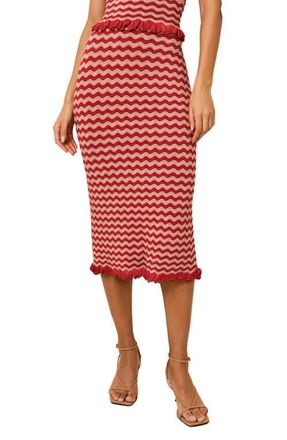 Solid & Striped The Diana Wavy Stripe Knit Midi Skirt in Rooftop Red at Nordstrom, Size X-Large